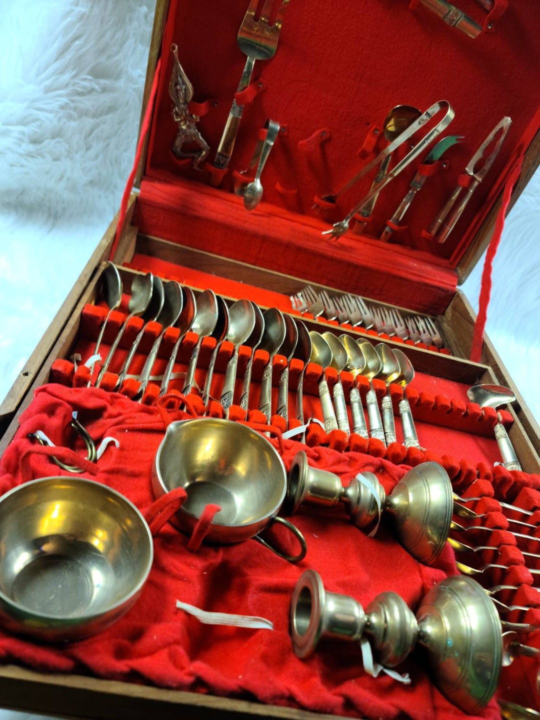 Vintage 221 Piece James Set Thai Bangkok Jewelry Bronze/brass Flatware