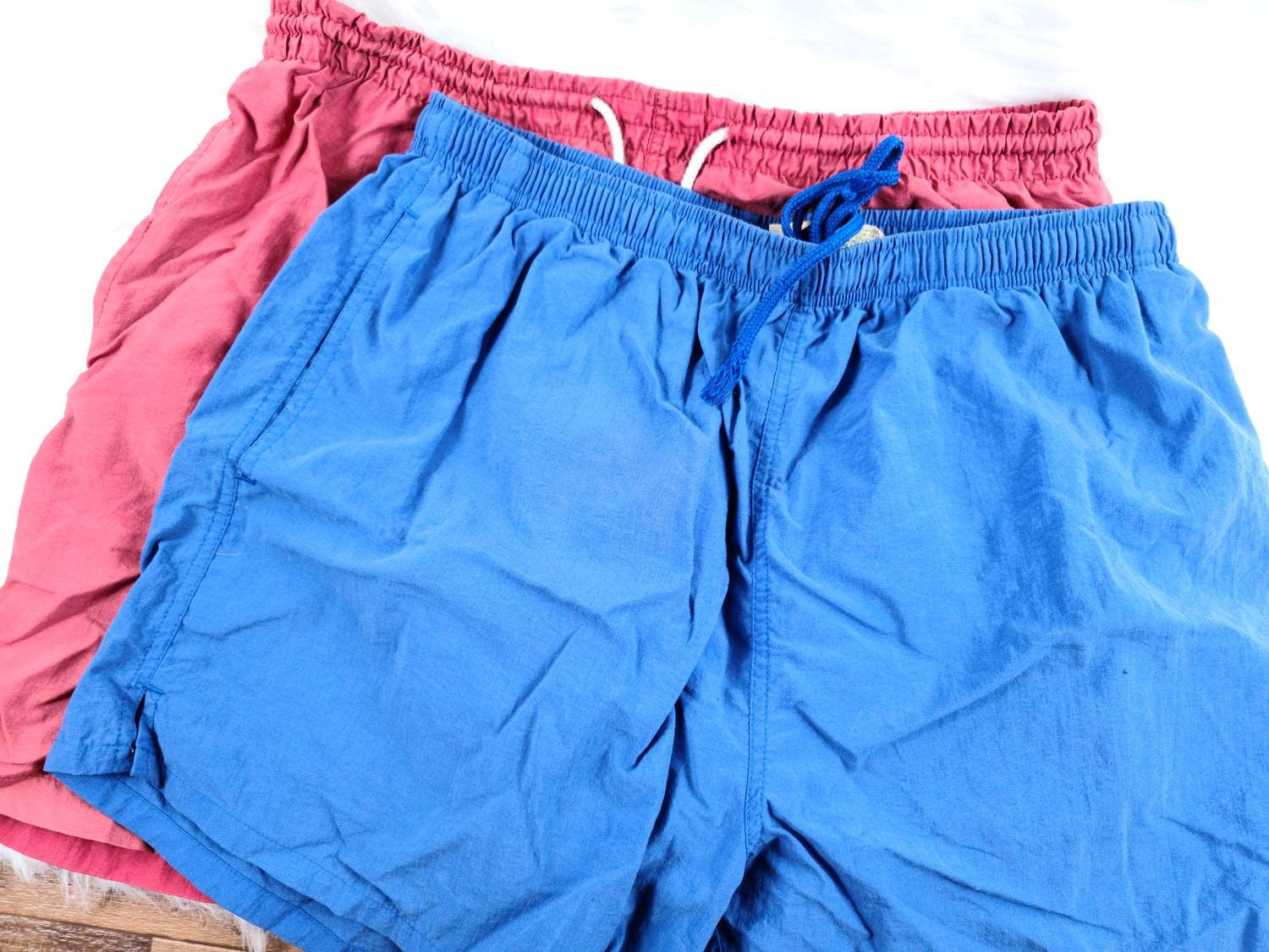 2 Vintage Red and Blue Swim Trunks Size 