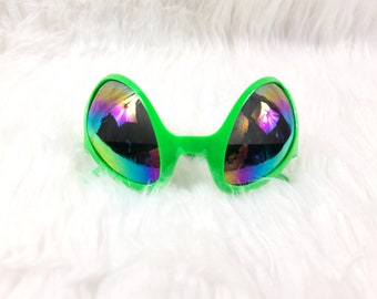 New Alien Green and Silver Festival Fashion Sunglasses Shades Cosplay or Halloween Accessories