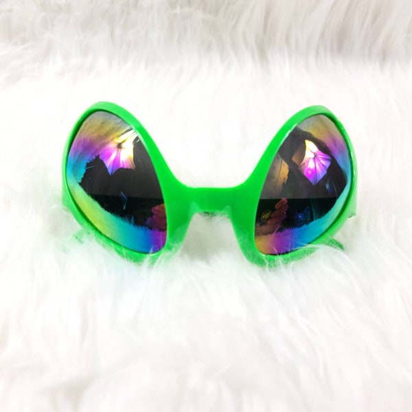 New Alien Green and Silver Festival Fashion Sunglasses Shades Cosplay or Halloween Accessories