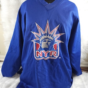 ヴィンテージNHLニューヨークレンジャースジャージ レディリバティ ヴィンテージブルーフィット XL リバーシブル