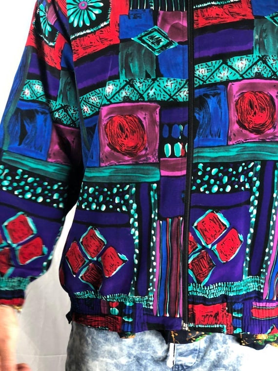ERIN LONDON Vintage Colorful Abstract Jacket, Vin