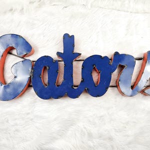 Placa de parede de metal vintage da Universidade UF Florida Gators, decoração de futebol americano dos anos 70/80