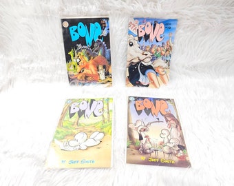 4 Vintage BONE Graphic Comic No. 8,10,11,12 BOOKS by Jeff SMITH - cartoon books