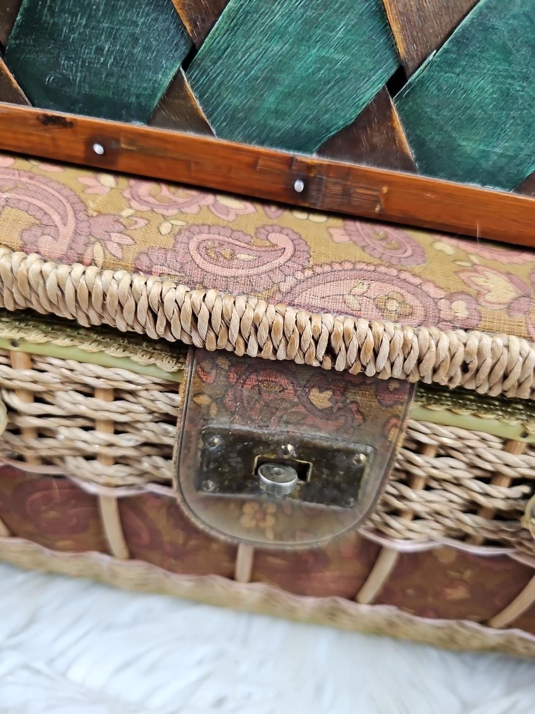 バスケット+かご vintage wood picnic basket Vintage Wooden Picnic Basket - Heirloomed