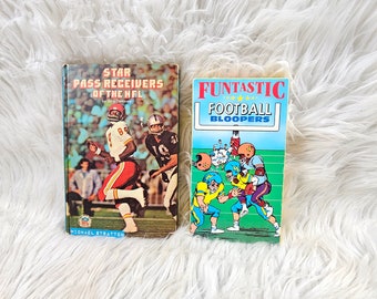2 Super Cool Football Goodies - 1972 Star Pass Receivers Of The NFL Book by John Devaney and Funtastic Football Bloopers VHS 1990