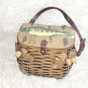 Metall Bronze Wicker Angeln Creel Korb Dekoration Herbst Thema Cabin Cottage 200x300