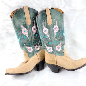 Sonora Leather Western Embroidered Cowboy Boots - Size 7 - Lightly Worn