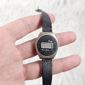 Vintage Texas Instruments LCD Quartz Watch Silver Black - Needs Battery