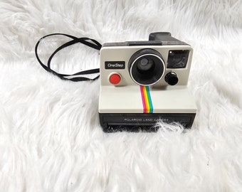 Vintage Polaroid One Step SX-70 Camera And Film White Rainbow Stripe