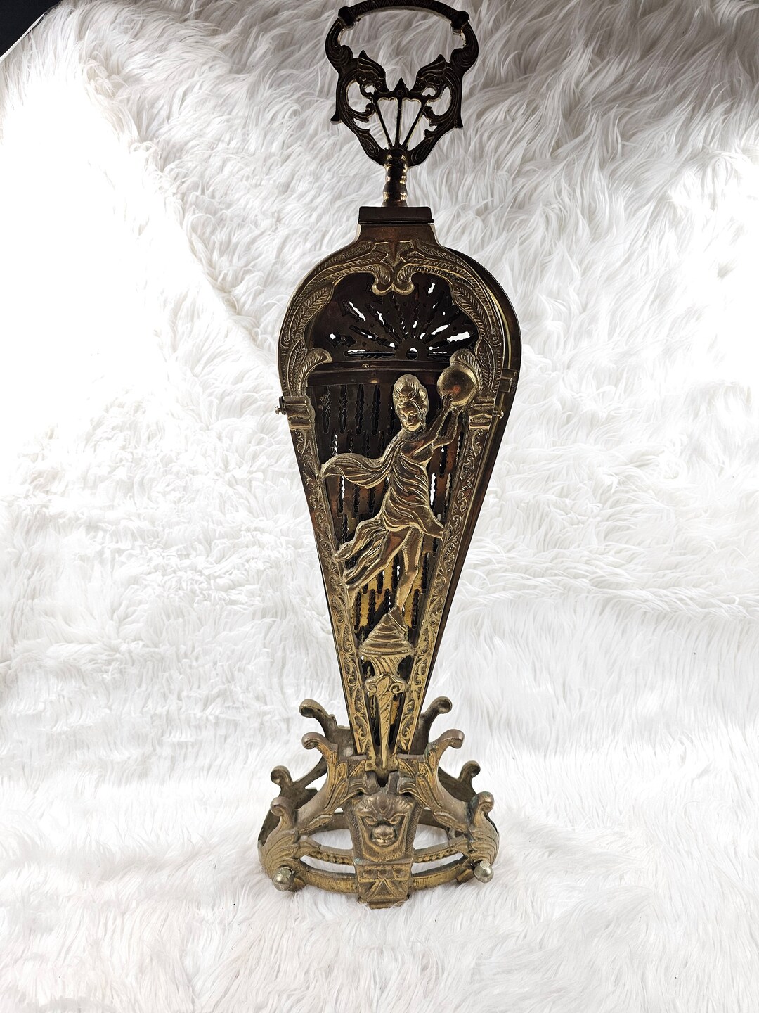 Vintage Beautiful Brass Art Nouveau Ornate Fireplace Fan Etsy