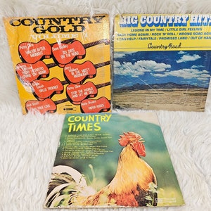 3 Vintage COUNTRY TIMES Vinyl LP Records - Super Cool Collection- Slightly Worn
