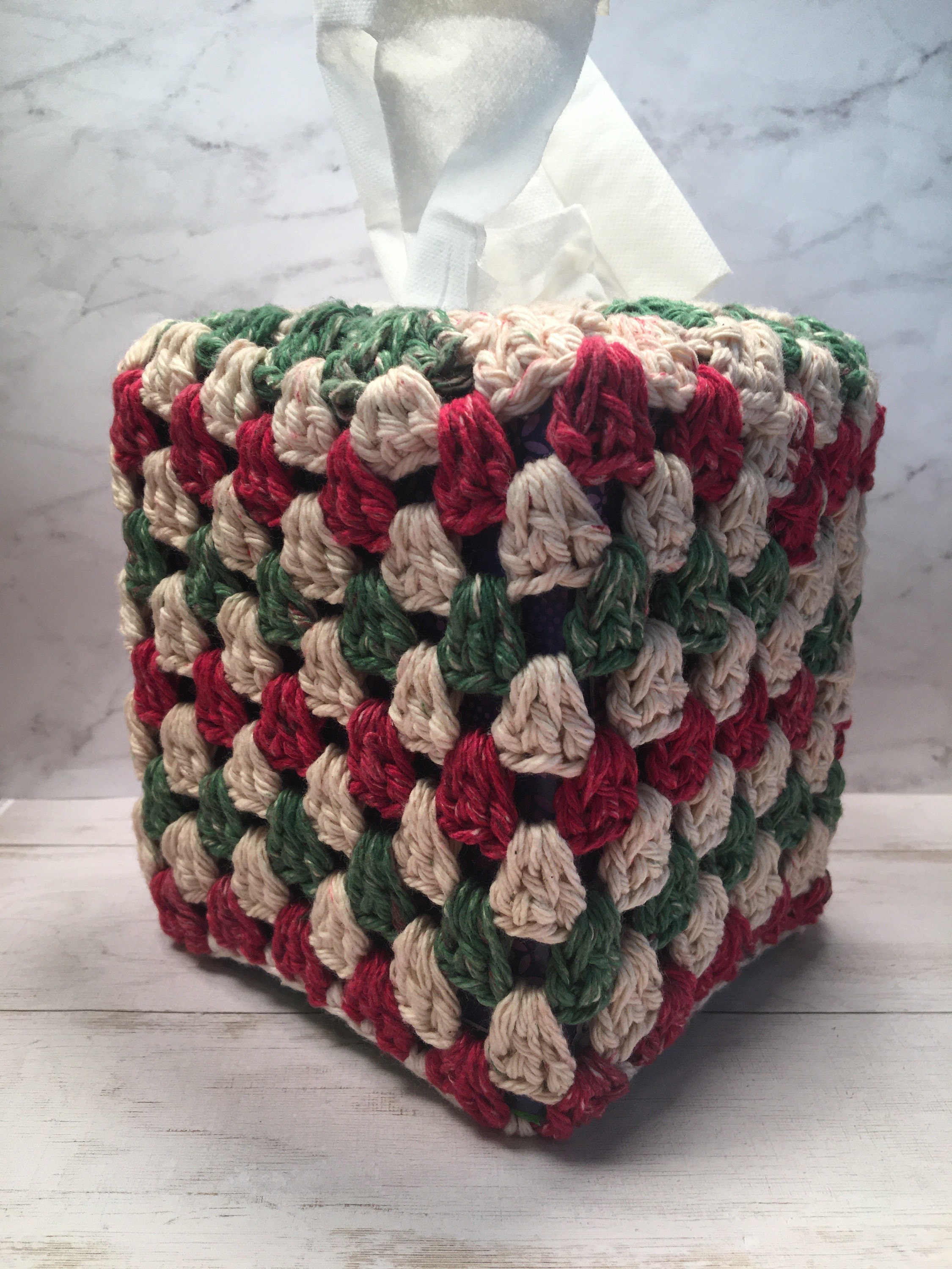 Tissue Box Cover Handmade Crochet Square Kleenex Puffs Cover Etsy