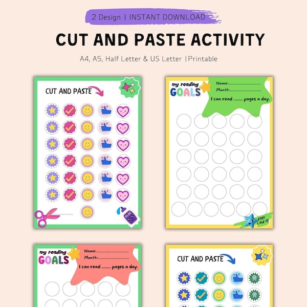 Reading Goals, Cut and Paste Activity | Fun Reading Tracker for Kids: Are You Ready for a Reading Adventure with 'My Reading Goals'?