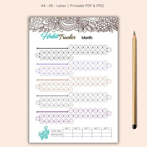 12 Pieces of Undated Habit Tracker MANDALA Printable, Habit Tracker ...