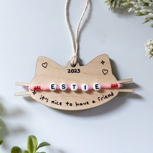 Personalized Cat Ornament with Friendship Bracelet