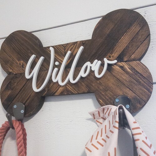 Personalized Dog Leash Holder Custom Dog Leash Holder Wood Etsy