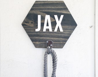 Honeycomb Dog Leash Hook, Custom Hexagon Dog Leash Holder, Hand Cut Dog Leash Hook, Wood Cut Out, Personalized Gift, Pet Sign