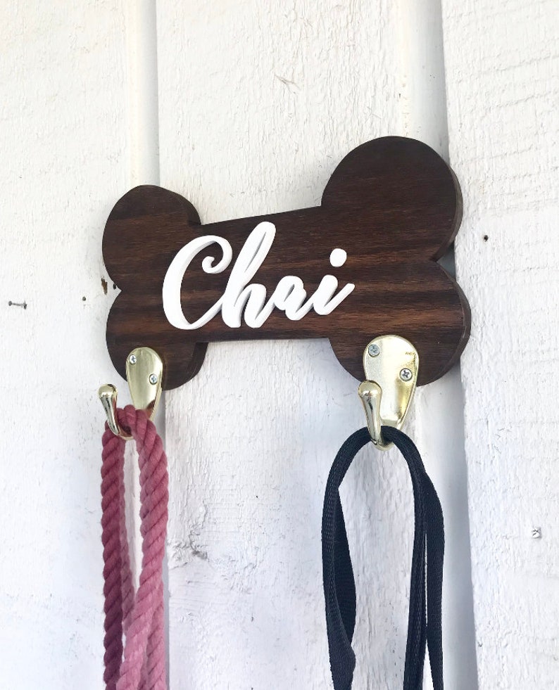 Personalized Dog Bone Pet Leash Holder Custom Pet Leash Hook Etsy