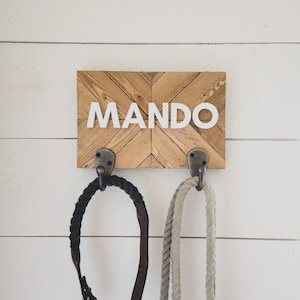 Custom Leash Hook Wood Mosaic, Custom Leash Holder, Hand Cut Dog Leash Hook, Personalized Gift, Geometric Leash Hanger Pet Sign