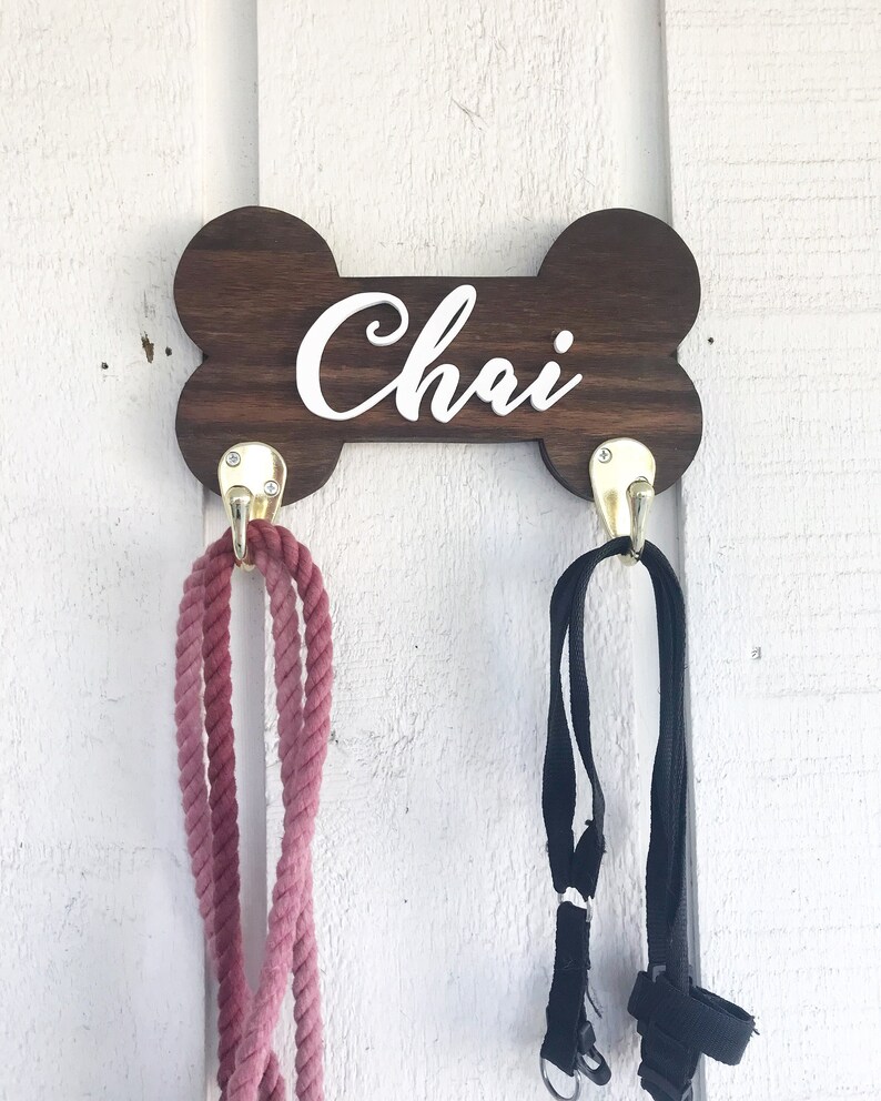 Personalized Dog Bone Pet Leash Holder Custom Pet Leash Hook Etsy
