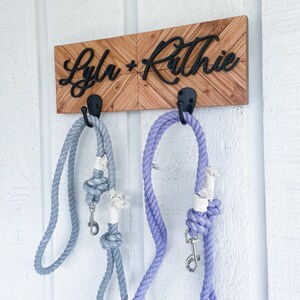 Custom Wood Mosaic Two Dog Leash Holder for Wall - Etsy
