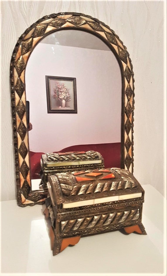 Mirror Set With Copper And Brass Case