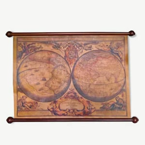 Toile mappemonde vintage imprimé sur cuir