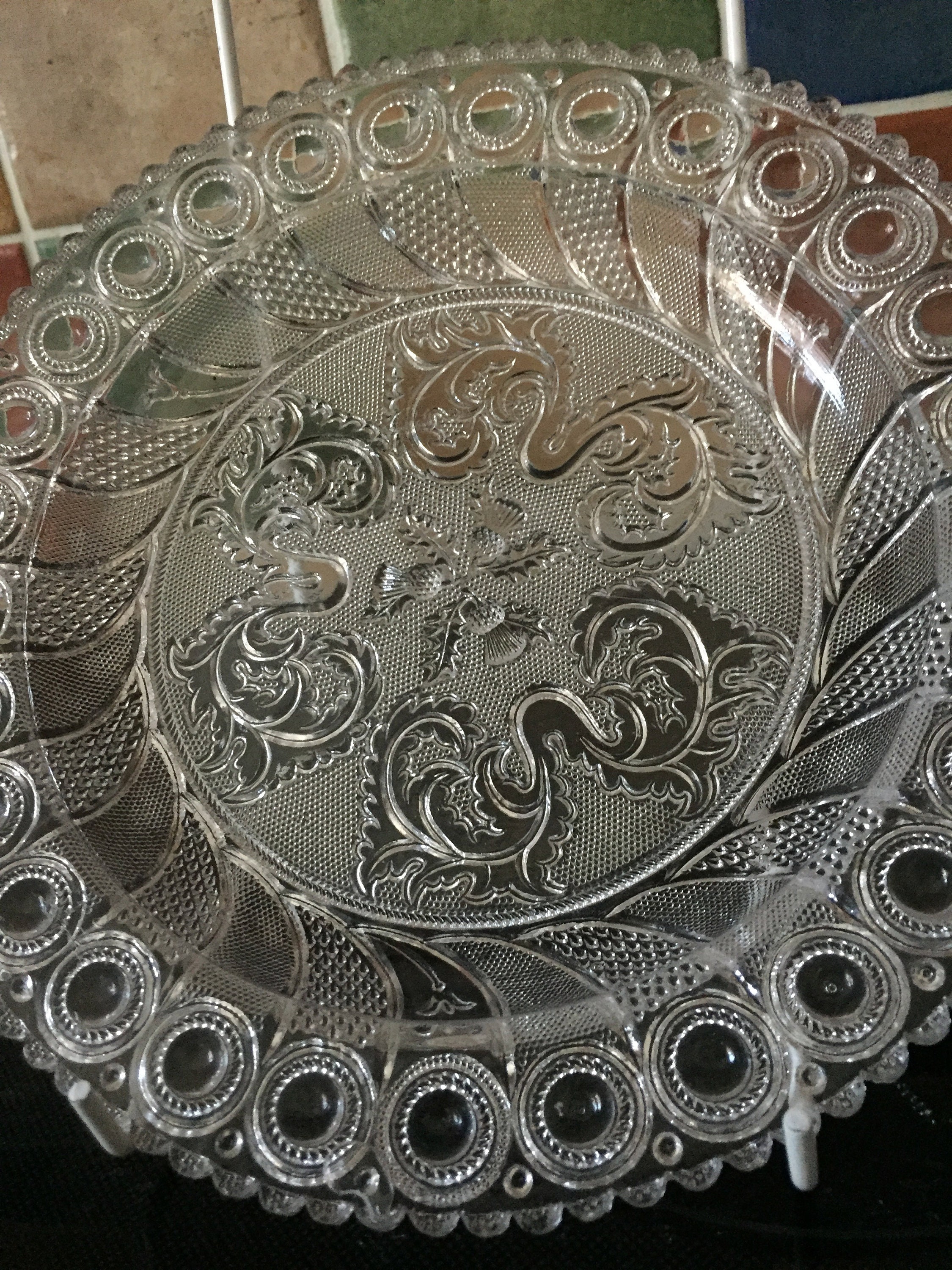 2 X Antique Sandwich Glass peacock Eye and Thistle Etsy UK