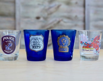 Shot glasses NYPD USA set of 4 different glasses. New York police