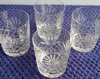Set of 4 Zawiercie Monika 3 Pattern Crystal tumbler glasses