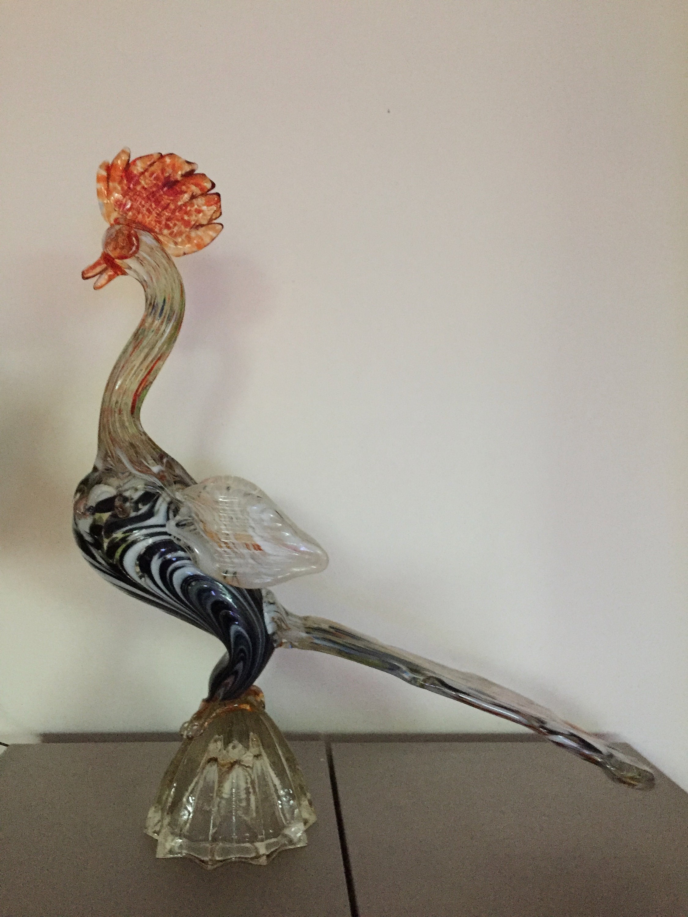 Large glass figurine of a bird. 13 inches tall. Believed to Etsy Nederland