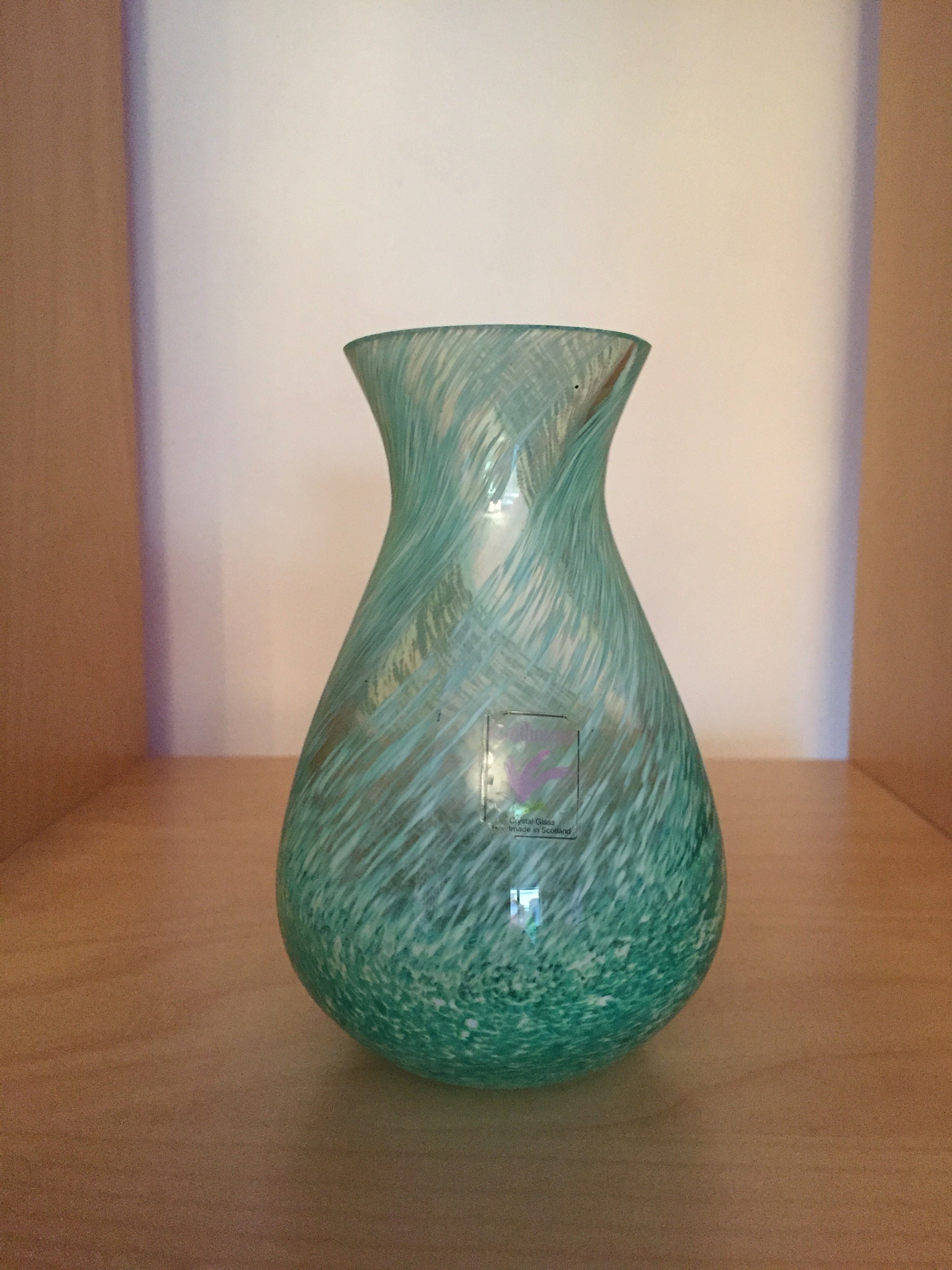 Caithness Vase Green and white swirl pattern gift Etsy