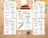 AT Word Family Worksheets, Pre-K Worksheets, Kindergarten Worksheets, Rhyming Word Worksheets, CVC Worksheets