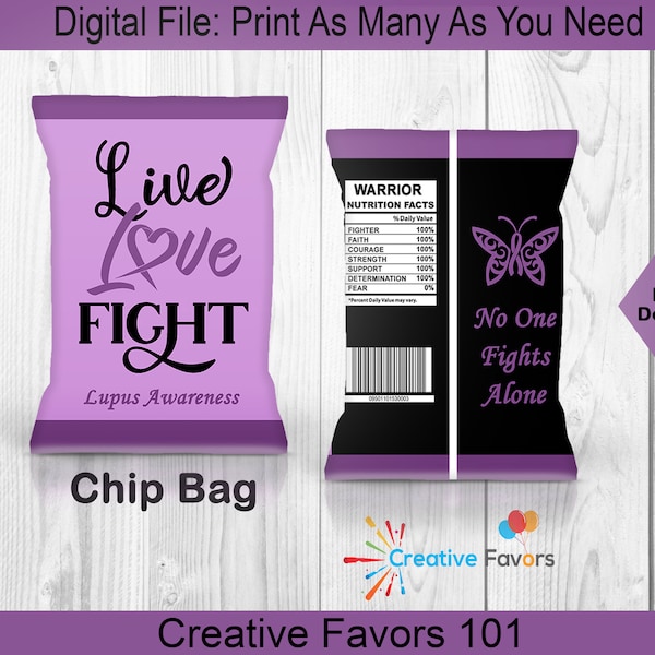 Lupus Survivor Chip Bag, Lupus Awareness Chip Bag, I Won, Fight Lupus, Live Love Fight, Faith Over Fear, Crush Lupus