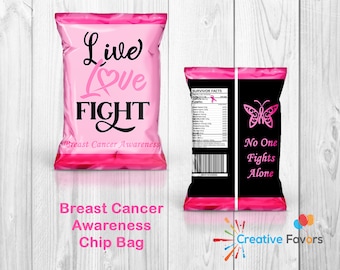Breast Cancer Awareness Chip Bag, Live Love Fight (Printable PDF)