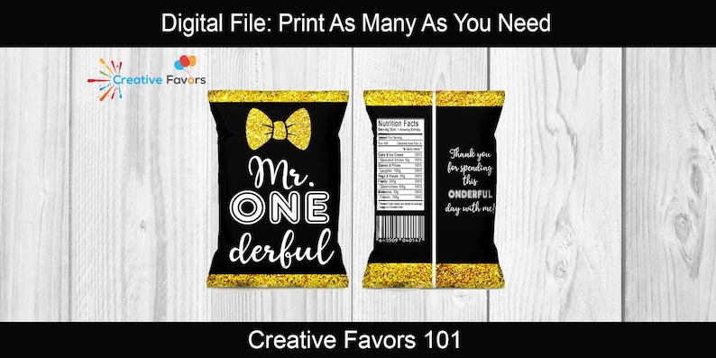 First Birthday Party Boy First Birthday Onederful Chip Bags Mr Mr Onderful Favors Onederful Birthday Party Mr Onederful Favors Mr