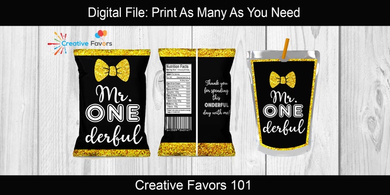 First Birthday Party Boy First Birthday Onederful Chip Bags Mr Mr Onderful Favors Onederful Birthday Party Mr Onederful Favors Mr