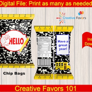 General Composition Notebook, Welcome Back To School Chip Bag, First Day of School Chip Bag, Teacher Chip Bag, Back To School