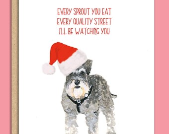 Schnauzer Father Christmas Card