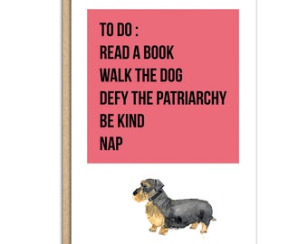 Defy the patriarchy with sausage dog (code SM075) feminist, patriarchy, dachshund,
