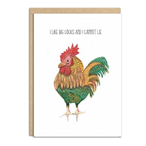 Funny Watercolor Chicken Greetings Card: Blank Inside