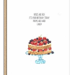 ケーキとゴミの詩が入った誕生日カード（コード SM054）