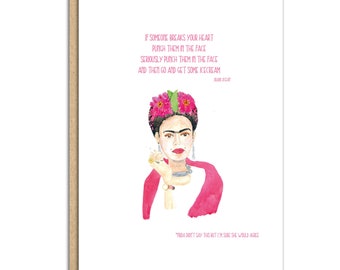 Frida Kahlo punch them in the face smoking card