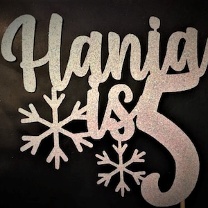 Personalised Snowflake Cake Topper Frozen Inspired Glitter