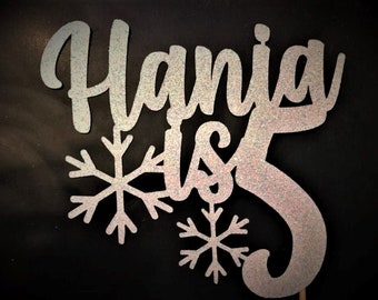 Personalised Snowflake Cake Topper Frozen Inspired Glitter