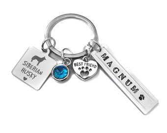 Team Husky Keychain pawprint leather