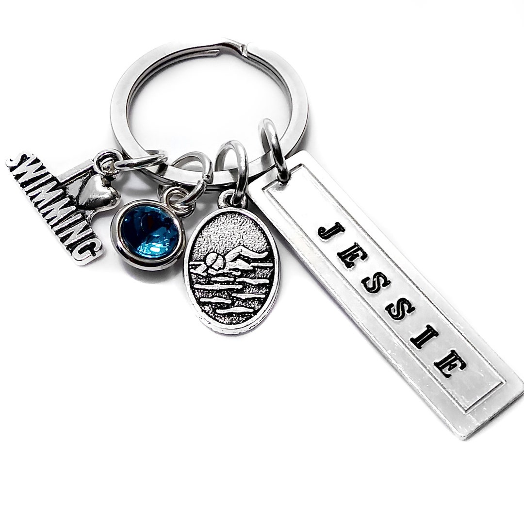 Swim Keychain Personalized Custom Athlete Water Sports Gift Etsy