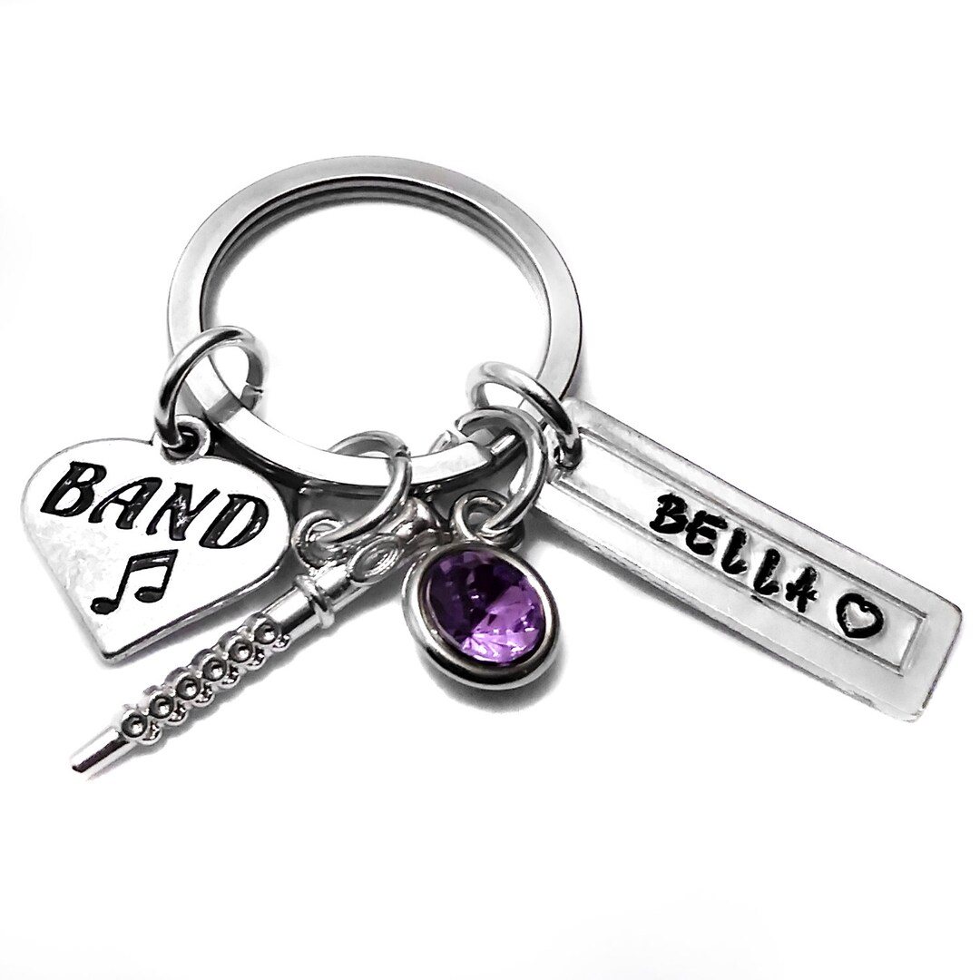 Flute Keychain Marching Band Personalized Graduation Music Gift Etsy