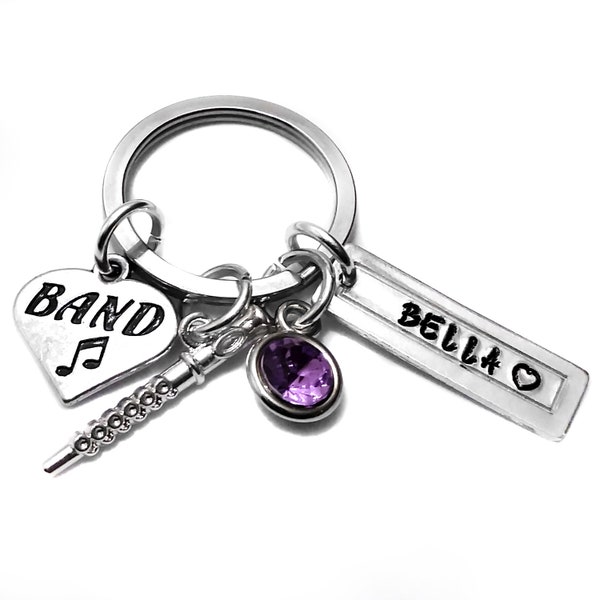 Flute Keychain Marching Band Personalized Graduation Music Gift